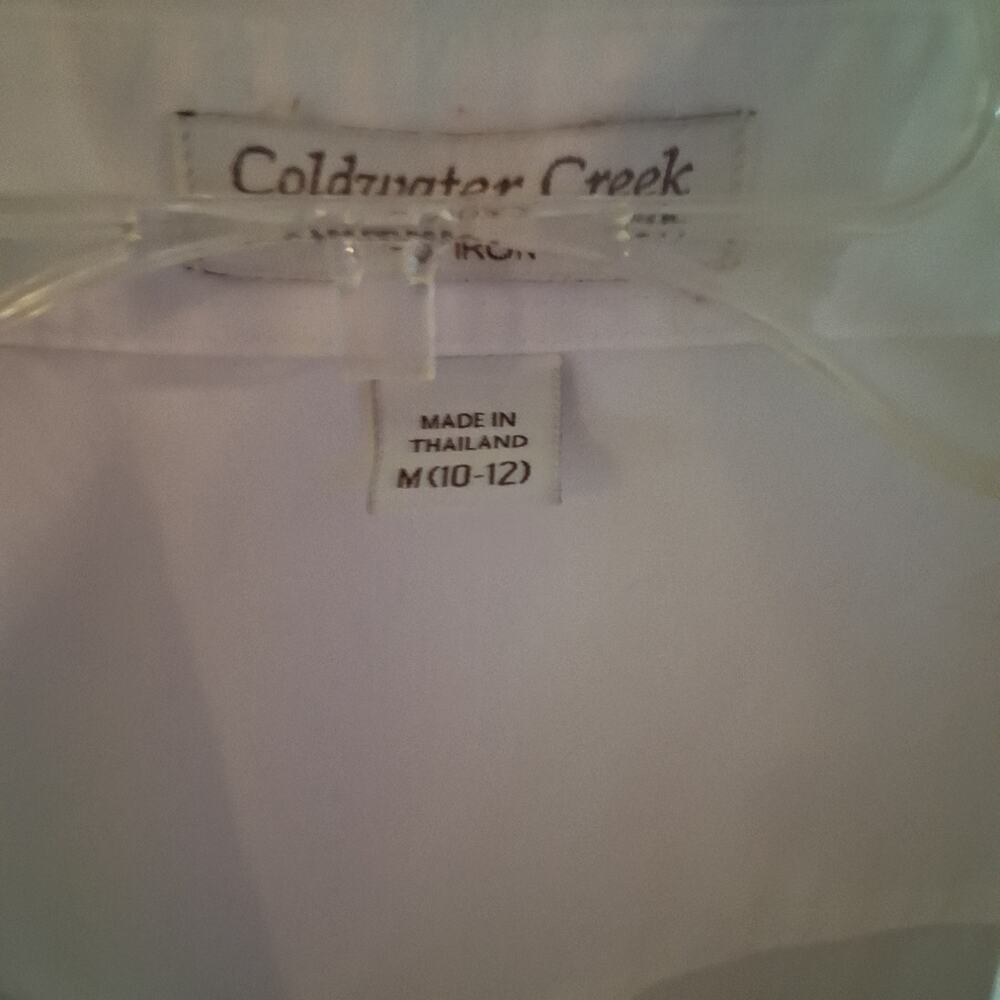 Coldwater Creek White Embroidered Blouse Preppy Old Money Career Academia - Picture 6 of 7